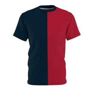 Half Blue & Half Red  Shirt Two Tone Adult Split Tee Half and Half