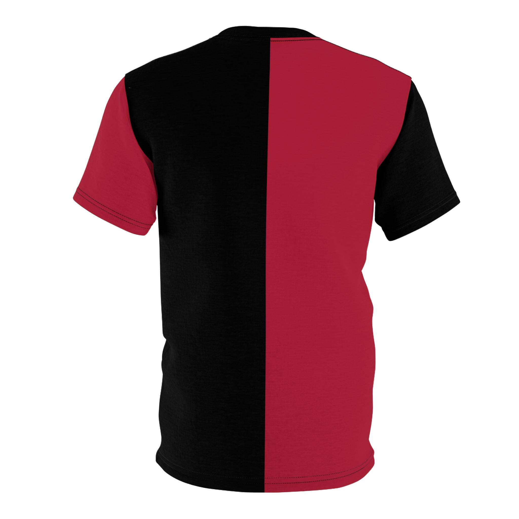 Half Red & Half Black Adult Two Color Divided Shirt Split Color Half ...
