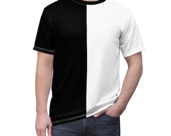 【2色セット】sorm'86 Snap T shirts ホワイト/ブラック Black and White Adult Split Tee | Two-toned Shirt | Two-colored