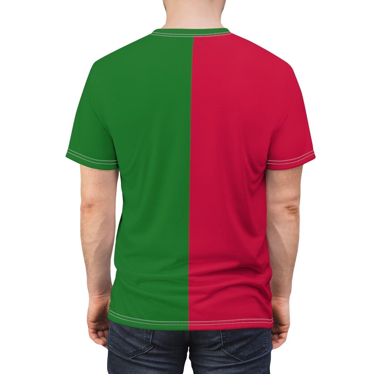 Unisex Split T-shirt Red & Green Adult Shirt - Etsy