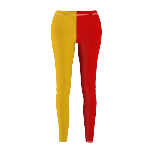 Women's Casual Leggings Red & Yellow Split Leggings