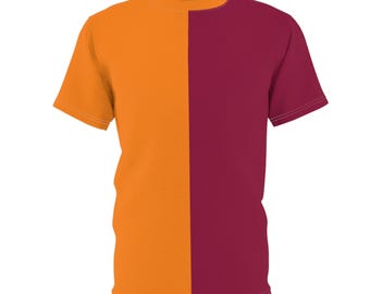 Kopie van rood en geel half en half Team Pride-T-shirt College Game Day-shirt sportfan Teamgeest-T-shirt