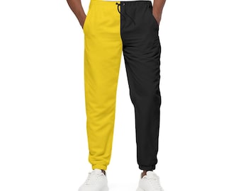 Halfgele, halfzwarte joggingbroek joggingbroek in splitkleuren Team Apparel Team Spirit Athleisure-joggingbroek