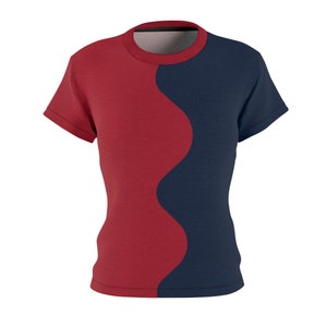 Women&#39;s Curve Split T-Shirt Red and Blue