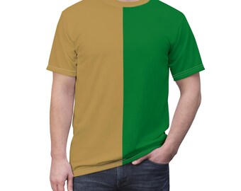 Half goud half groen teamshirt gesplitste kleur T-shirt teamgeest shirt spel dag outfit fan cadeau Unisex shirt half en half shirt sportkleding