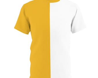 Geel en wit teamgeest T-shirt uniseks fanshirt