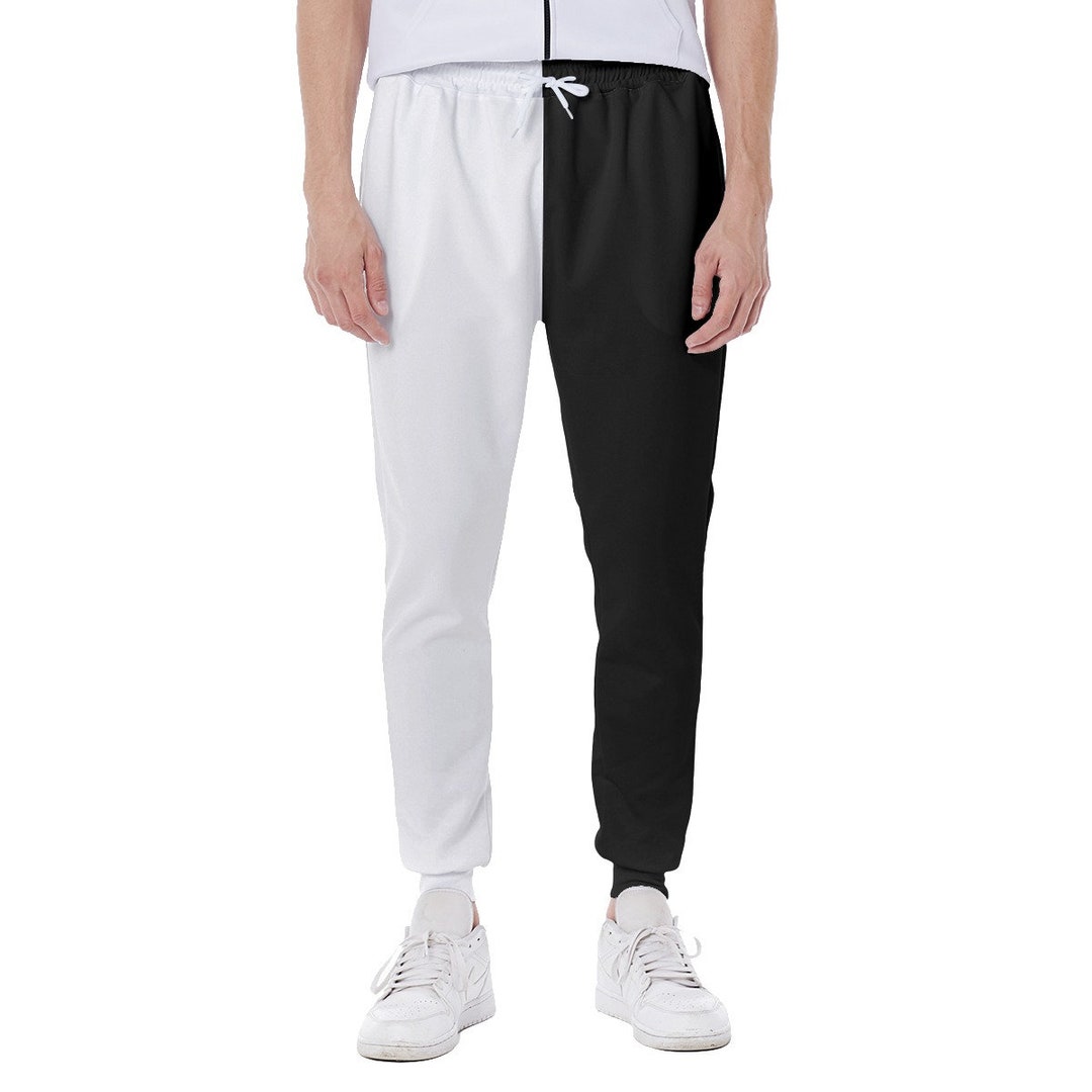 Custom Men's White & Black Two Color Divided Sweatpants - Etsy