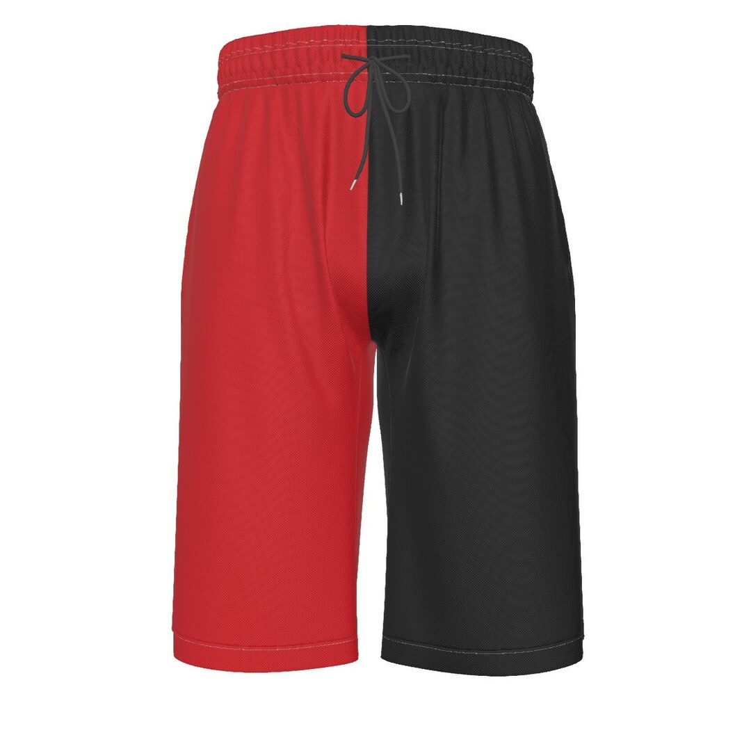 Black and Red Two Color Split Men's Over-the-knee Shorts - Etsy