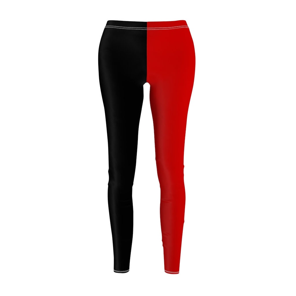 Women's Leggings Black \u0026 Red Split Half 