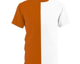 Verbrand oranje en wit teamgeest T-shirt uniseks fanshirt