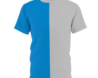 Carolina-blauw en grijs shirt Teamspiritshirt Half en half shirt Game Day-shirt