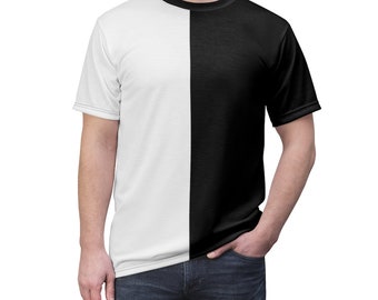 Unisex Two Color Split T-shirt White & Black Adult Shirt - Etsy
