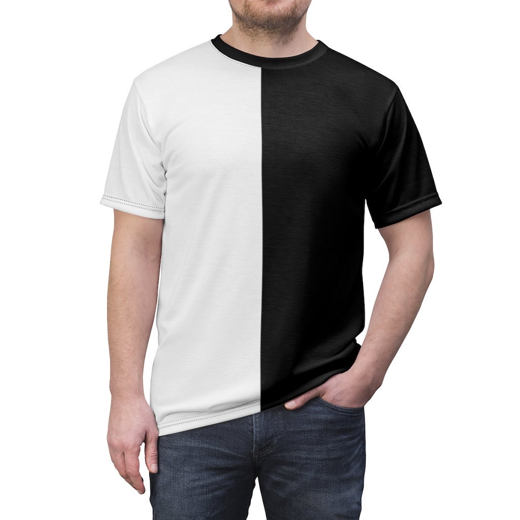 【NONCODE】Mubel split color T-shirt Two Tone Split Blank T-Shirt Small Black Grey | Amazon.com
