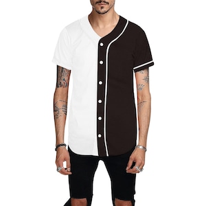 Maglia da baseball mezza e mezza in bianco e nero