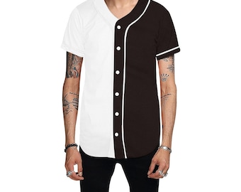 Black and White Half and Half Baseball Jersey