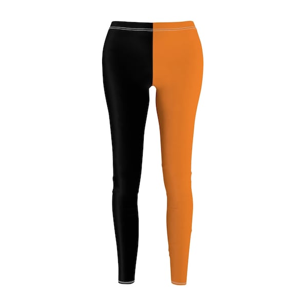 Black & Orange  Split Women's Casual Leggings