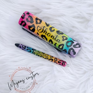 Rainbow cheetah glitter epoxy staplers
