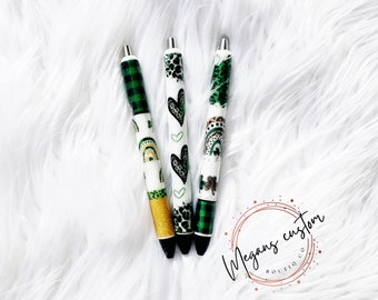 Custom glitter epoxy St. Patrick’s day pens