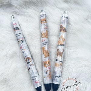 Stylos chat personnalisés en résine pailletée