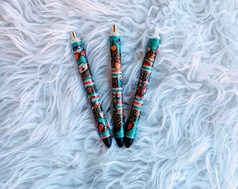 Summer Nursing Cheetah Pens | Handmade Epoxy Glitter Nurse Stationery | Fun Animal Print Medical Theme Gift | Unique Resin Nurse Accessories