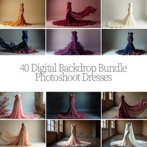 40 Digital Dress Backdrops | High-Fashion Gowns for Photoshoots | Elegant & Artistic Digital Backgrounds