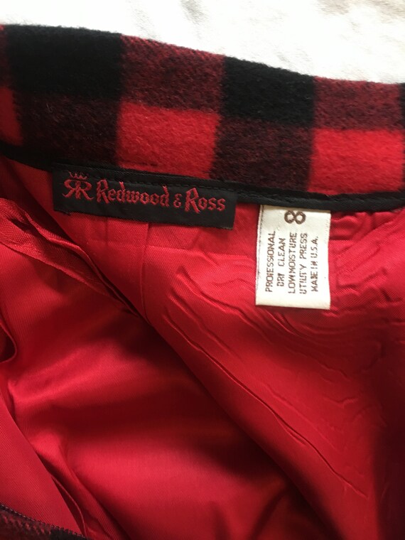 Vintage Redwood & Ross red n black wool plaid max… - image 5