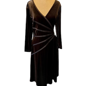 velvet long sleeve maxi dress in chocolate brown Chocolate Brown Velvet Maxi Dress: Elegant Long Sleeve Gown, Fall Wedding Guest, Modest Bridesmaid