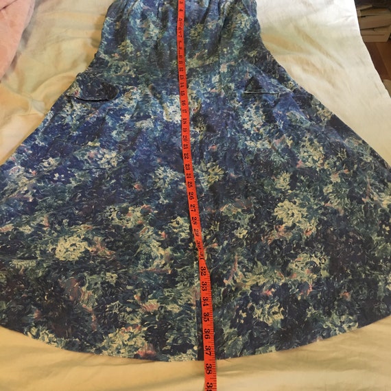 50's blue floral cotton sleeveless dress, 50's ho… - image 9
