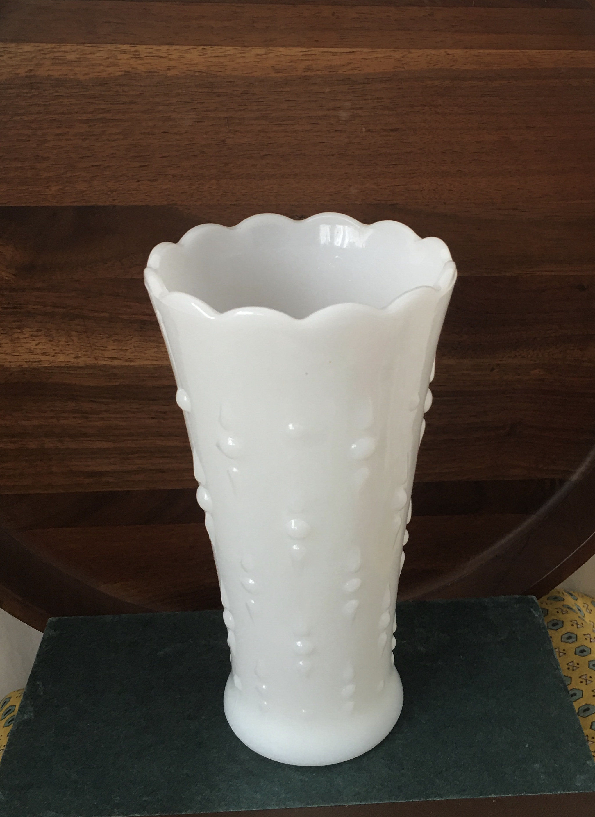 Vintage Milk Glass Vase, Tear Drop Pattern Milk Glass Vase, Milk Glass