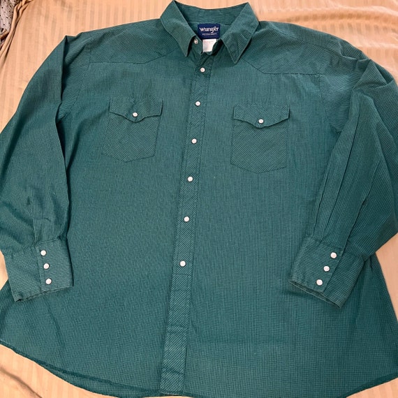 VINTAGE Wrangler Western Shirt Mens Dark Green Black Pin Stripe Pearl Snap,  Vintage Chore Wear Work Wear, Cholo Shirt XXL - Etsy