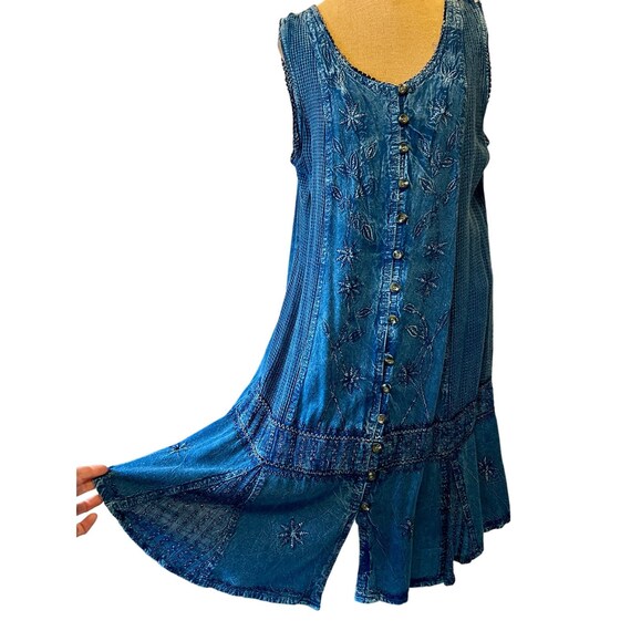 Vintage Raya Sun boho embroidered dress button fr… - image 1