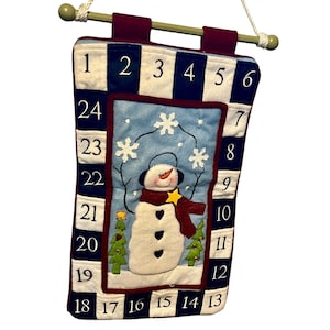 Felt fabric quilted advent calendar w/ pockets wall hanger unbranded 9&quot;x16&quot; door advent calendar, Christmas advent, Holiday countdown