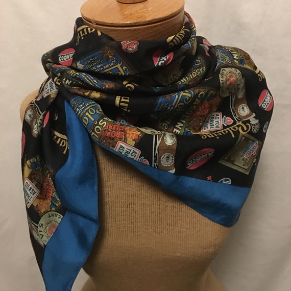 Vintage  gas station signs print scarf or wrap, O… - image 2