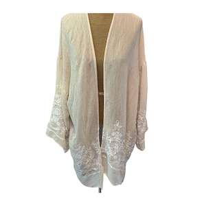 Embroidered  floral lace long sleeve Summer beach cover kimono cardigan one size