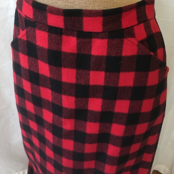 Vintage Redwood & Ross red n black wool plaid max… - image 6