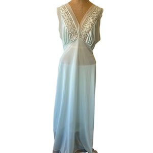 Rare Vtg 50s Van Raalte Myth baby blue nightgown negligee lingerie intimate sexy maxi nightgown