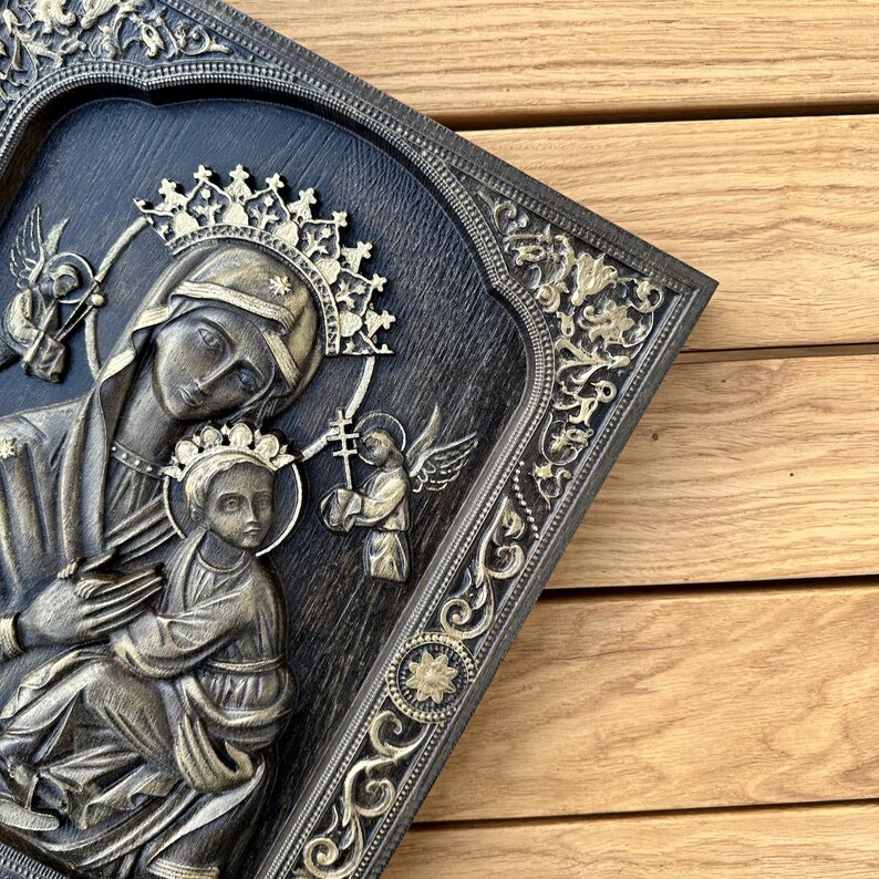 Our Lady of Perpetual Help, Wooden Icon, Religious Gift, Blessed Virgin ...