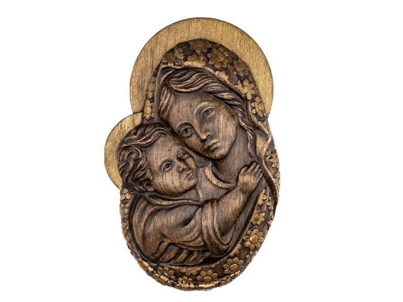 Blessed Virgin Mary Virgin Mary of Jesus Icon Wood Carving - Etsy