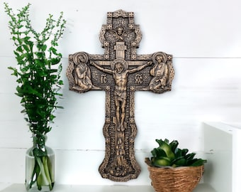 Wall cross, Wooden Crucifix, Religious, wood carving, Catholic Cross, religious wall art, Christian home decor, Fast Shipping!