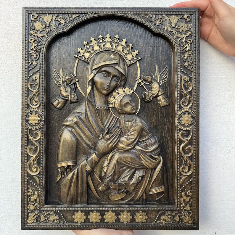 Our Lady of Perpetual Help, Wooden Icon, Religious Gift, Blessed Virgin ...