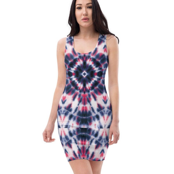Red White and Blue Tie Dye Dress - Etsy