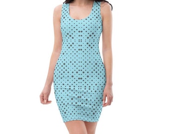 Gray Dots on Blue Dress