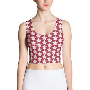 Razorback Red with White Stars Crop Top