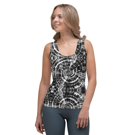 black and white tie dye tank