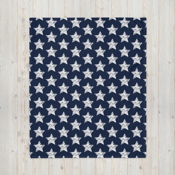 White Stars on Navy Throw Blanket