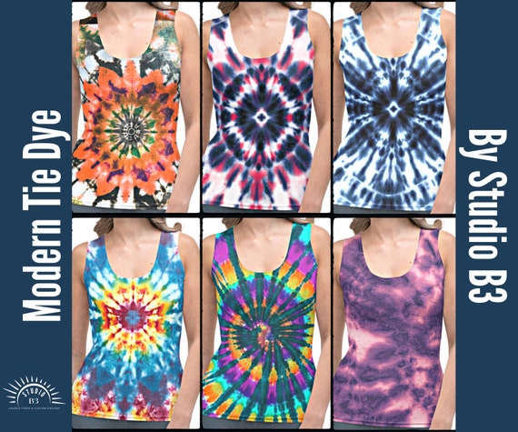 black and white tie dye tank