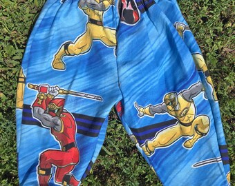Baggy Barrel Pants Blue Power Ranger Vintage Retro Elastic Waist Reworked size 12-18 months