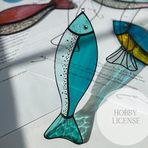 Stained Glass Fish On A Hook Pattern: DIY Suncatcher (Digital Download)