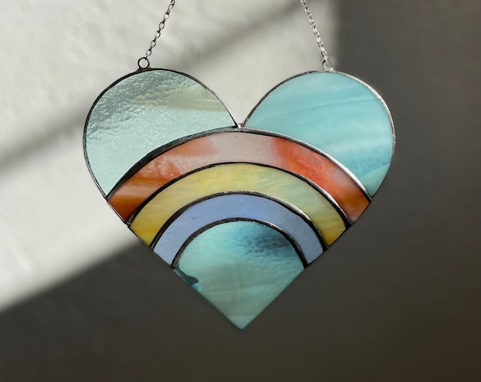 Stained Glass Heart with Rainbow Suncatcher