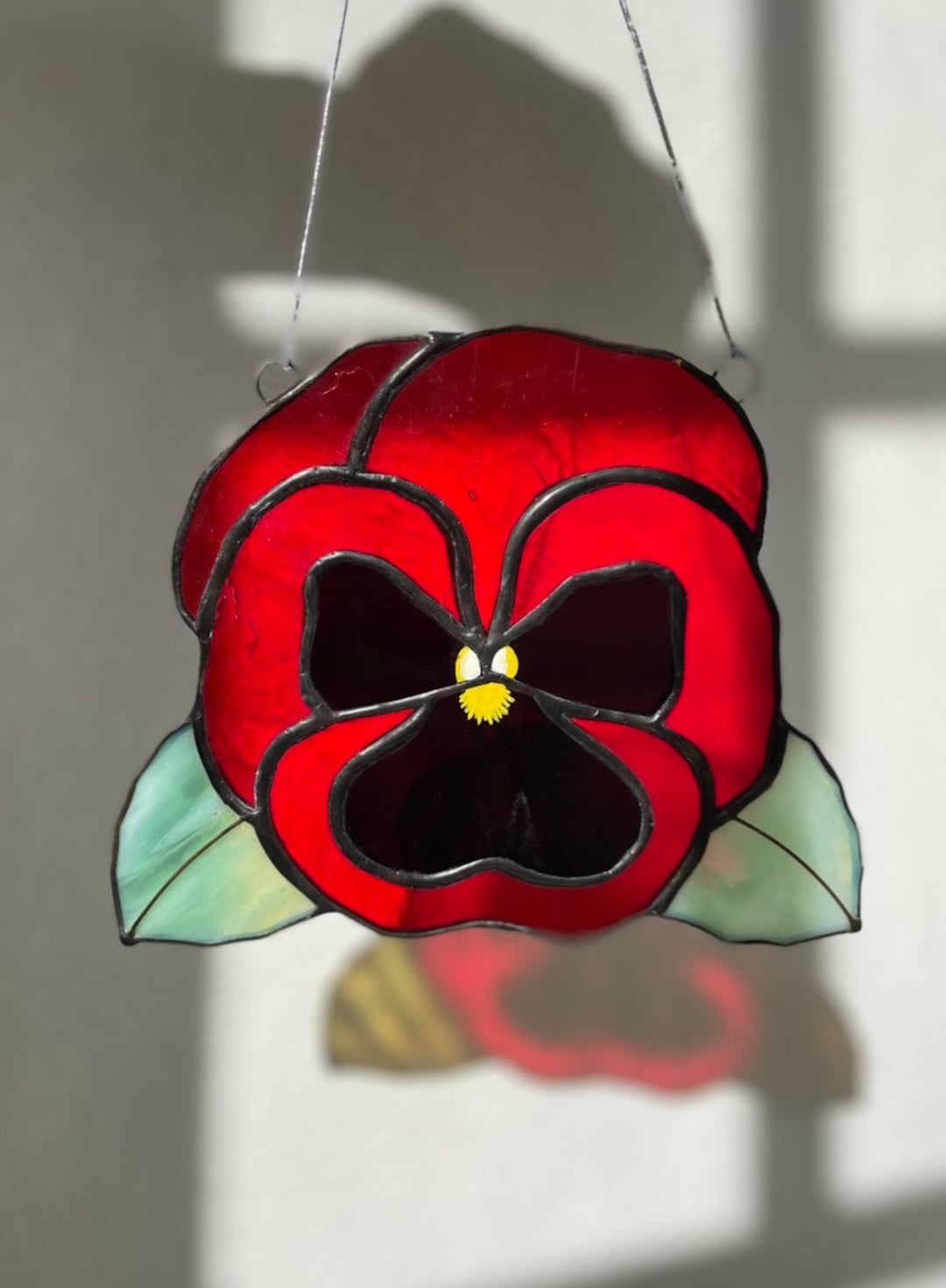 Pansy Flower Stained Glass Suncatcher Autumn Flowers Fall Etsy